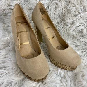 Gold and Beige Elite Heels